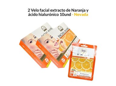 MASCARILLA NEVADA NATURAL PRODUCTS PACK 2 VELO FACIAL EXTRACTO NARANJA Y ÁCIDO HIALURÓNICO 10UNID