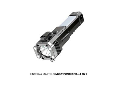LINTERNA MARTILLO MULTIFUNCIONAL GRIS 4 EN 1