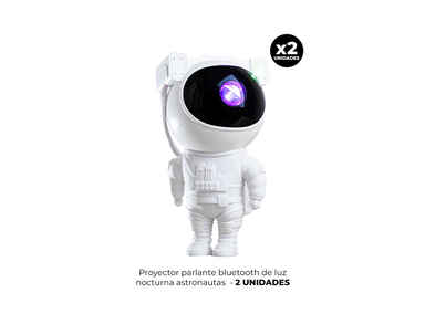 PROYECTOR PARLANTE BLUETOOTH TRANSPARENTE LUZ NOCTURNA ASTRONAUTAS PACK X 2