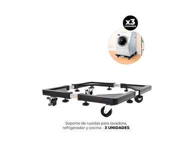 PACK 3 SOPORTE CORPORAL RUEDAS LAVADORA REFRIGERADOR COCINA