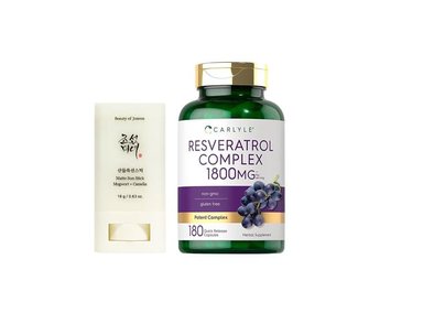 SET BLOQUEADOR FACIAL BEAUTY OF JOSEON MATTE SUN STICK MUGWOT 18 GR + SUPLEMENTO RESVERATROL CARLYLE