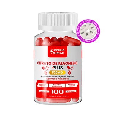CITRATO DE MAGNESIO 100MG -100 CAP - DERMO SUMAK + REGALO PASTILLERO