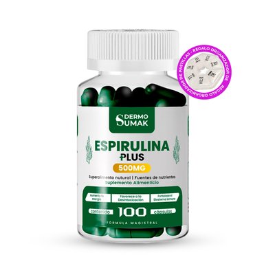ESPIRULINA PLUS 500MG -100 CAP - DERMO SUMAK + REGALO PASTILLERO