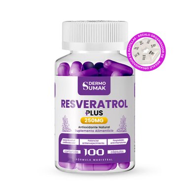 RESVERATROL PLUS 250MG -100 CAP - DERMO SUMAK + REGALO PASTILLERO