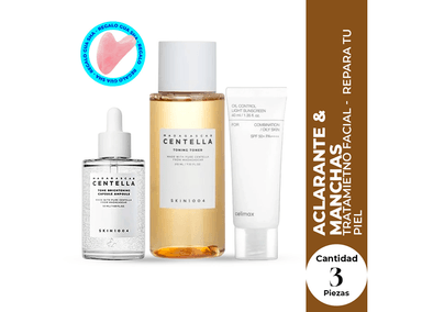 PACK ACLARANTE MANCHAS SKIN1004 + CELIMAX + GUA SHA FACIAL - 3