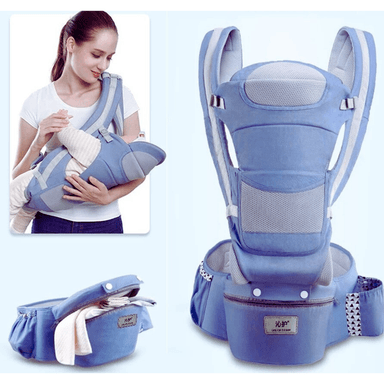 CANGURO ERGONÓMICO PARA BEBE DE 15 POSICIONES CON PAÑALERA COLOR CELESTE