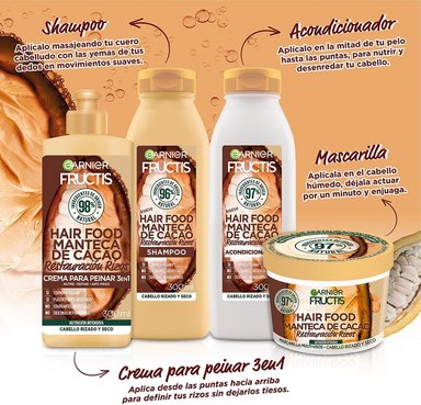 CREMA PARA PEINAR HAIR FOOD CACAO PELO RIZADO 300ML - 3