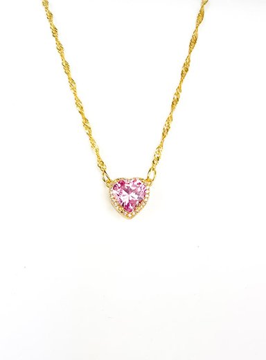COLLAR ELEGANTE CORAZON ROSADO