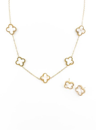 COLLAR Y ZARCILLOS TREBOL CELESTIAL