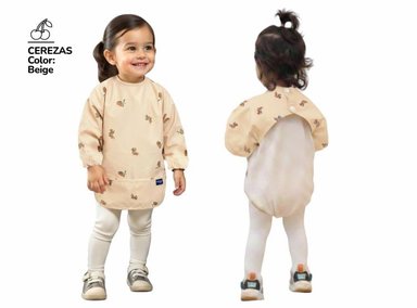 MANDIL IMPERMEABLE PU MANGA LARGA PARA BEBÉS 6 A 24 MESES – BOLSILLO RECOLECTOR