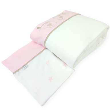 SET SÁBANAS BABY MERINOS ALGODÓN MULTICOLOR BORDADOS 130 X 70 CM NIÑA AVES BDR
