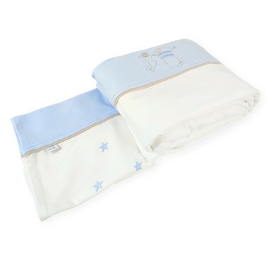 SET SÁBANAS BABY MERINOS ALGODÓN MULTICOLOR BORDADOS 130 X 70 CM NIÑO AMIGOS DUO BDC