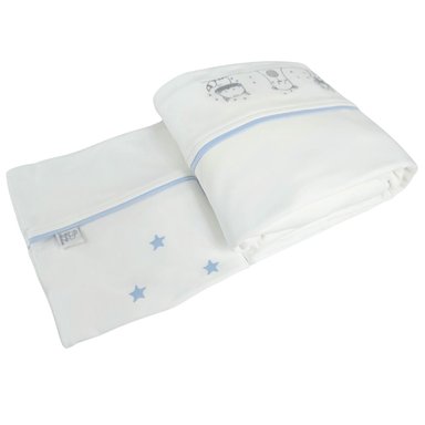 SET SÁBANAS BABY MERINOS ALGODÓN MULTICOLOR BORDADOS 130 X 70 CM NIÑO AMIGOS INVIERNO BCB