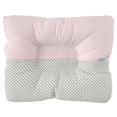 ALMOHADA BABY MERINOS BEBE ANTI-CABEZA PLANA PUNTOS 26 X 32CM ALGODÓN ROSADO