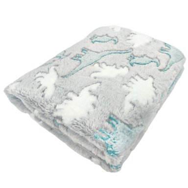 MANTA FELPA BEBÉ DINOSAURIOS - GRIS