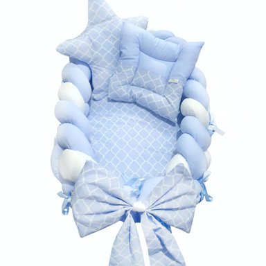 NIDO COLECHO TRENZADO ROMBO CELESTE