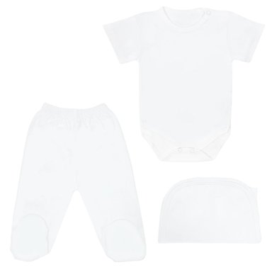 SET 3 PIEZAS BLANCO AJUAR MANGA CORTA