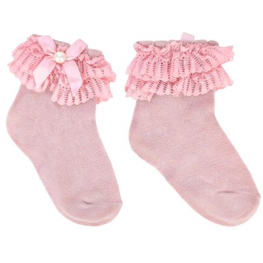 MEDIAS CON LAZO EN EL TOBILLO PARA NIÑA - PALO ROSA