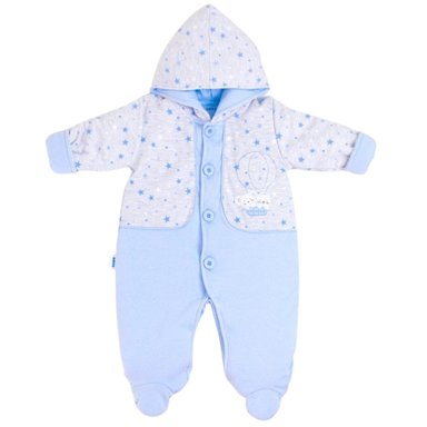 ENTERIZO ALGODÓN CELESTE ACOLCHADO ESTRELLAS