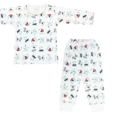 PIJAMA ALGODÓN BEBÉ NIÑO MULTICOLOR BALLENA Y LA ISLA