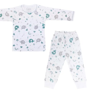 PIJAMA ALGODÓN BEBÉ ELEFANTES VERDES
