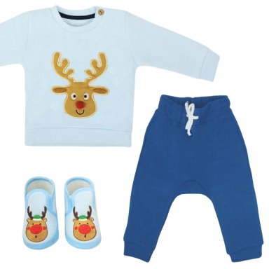 CONJUNTO NAVIDAD - RENO - CELESTE