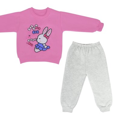 CONJUNTO FRANELA REACTIVA - 2 PIEZAS - CONEJITA - CHICLE