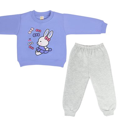 CONJUNTO FRANELA REACTIVA - 2 PIEZAS - CONEJITA - MORADO