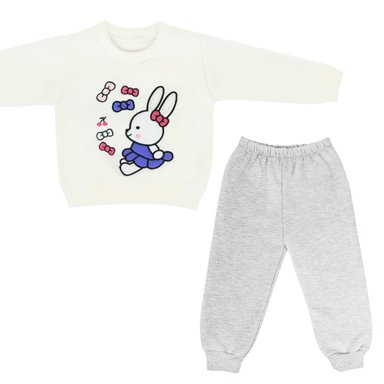 CONJUNTO FRANELA REACTIVA - 2 PIEZAS - CONEJITA - BLANCO