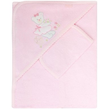 TOALLA ROSADO BAÑO BEBÉ OSITA V3 TAMAÑO ESTANDAR