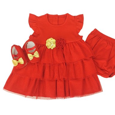 VESTIDO REYNA BEBE NIÑA ROJO