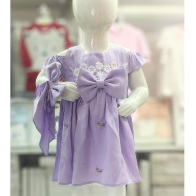 VESTIDO LILA Y BORDADOS FLORALES BEBÉ