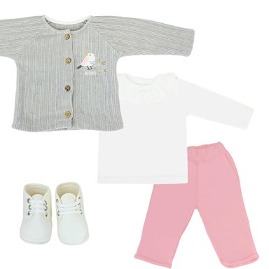 CONJUNTO ALGODÓN BIRD 5 PIEZAS PLOMO