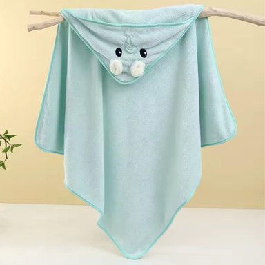 TOALLA BAÑO BEBÉ - ELEFANTE VERDE AGUA