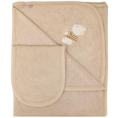 TOALLA DE DUCHA CON CAPUCHA BEIGE PARA BEBÉ