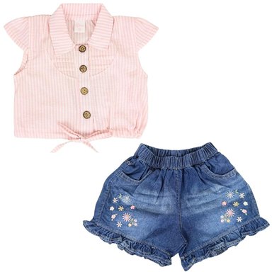 CONJUNTO NIÑA - BLUSA Y SHORT DENIM