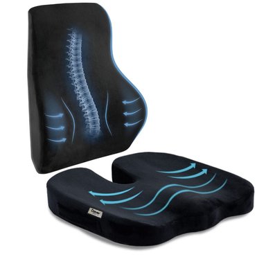 PACK 2 EN 1 COJÍNES ERGONOMICOS ASIENTO + ESPALDAR VISCOGEL Y BAMBU PARA SILLA O AUTO