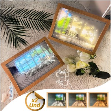 LAMPARAS CUADROS DECORATIVOS DUO LUMINOSO 3D ESTILO NORDICO 3 MODOS DE LUZ X2UND