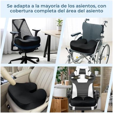 ASIENTO COJÍN 3D ERGONÓMICO MEJORA LA POSTURA INCLUYE FORRO Y ASA - 4