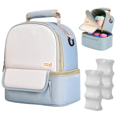 BOLSO CONSERVADOR TERMICO LECHE MATERNA CELESTE BEBÉ COOLER 6 BIBERONES ALMACENAMIENTO EXTRACTOR + 2 PORTA HIELO