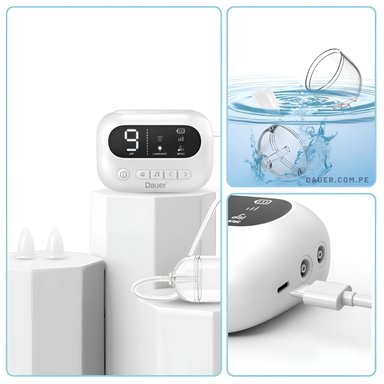 ASPIRADOR NASAL ELÉCTRICO DAUER RECARGABLE CON 9 NIVELES GRADO MÉDICO Y SISTEMA ANTI-REFLUJO - 6