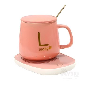 SET ROSADO DE CALENTADOR CON TAZA PARA BEBIDAS