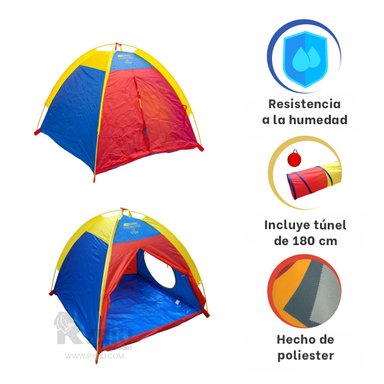CARPA RYBIU 4 PERSONAS JUEGO INFANTIL ARMABLE CON DISEÑO DE CASA - 3