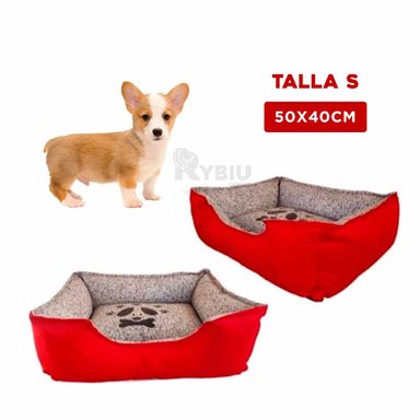 CAMA PERROS DE COLOR ROJO EN TALLA S + PAPEL DE REGALO RYBIU
