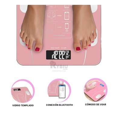 BALANZA DIGITAL RYBIU ROSADO INTELIGENTE CON BLUETOOTH - 2