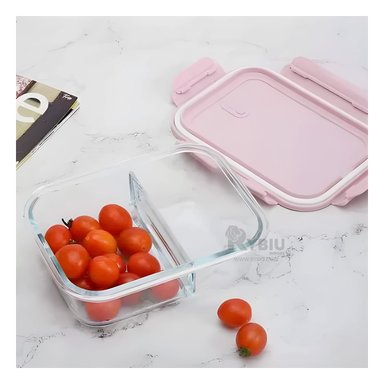 TAPER PRACTICO CON 2 DIVISIONES UTIL CON TAPA ROSADO