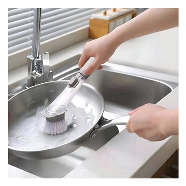 ESCOBILLA DISPENSADORA DE JABON LIQUIDO COLOR PLOMO PARA COCINA - 1