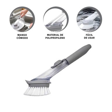 ESCOBILLA DISPENSADORA DE JABON LIQUIDO COLOR PLOMO PARA COCINA - 3
