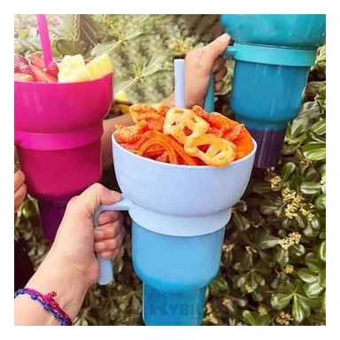 VASO 2 EN 1 PARA BEBIDAS Y SNACKS RYBIU CO29758 CELESTE