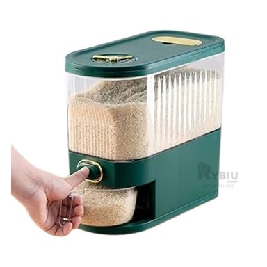 DISPENSADOR RYBIU CO29815 VERDE EN FORMA BARRIL ARROZ Y CEREAL - 6